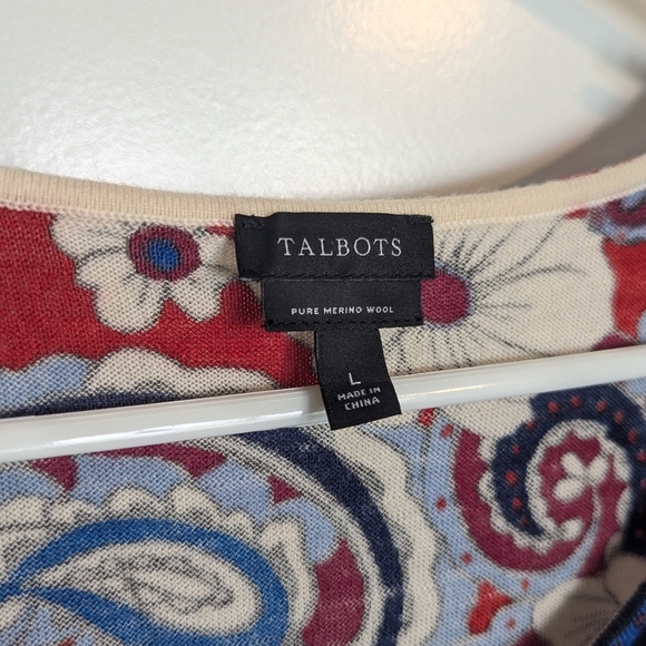 Talbot's 100% Merino Wool Light Sweater - Red and Blue sz L - Picture 3 of 6